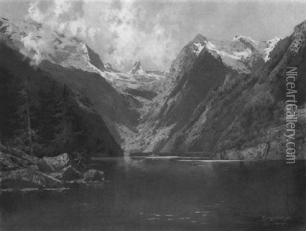 Der Konigsee Oil Painting - Theodor Otto Michael Guggenberger