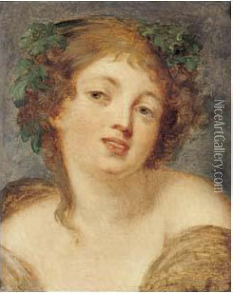 Tete De Bacchante Oil Painting - Jean Baptiste Greuze