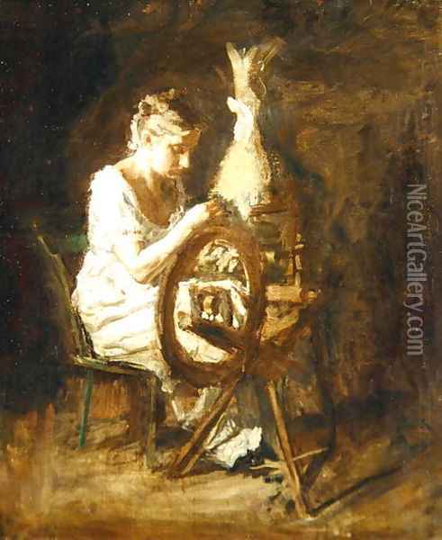 The Spinner Oil Painting - Thomas Cowperthwait Eakins