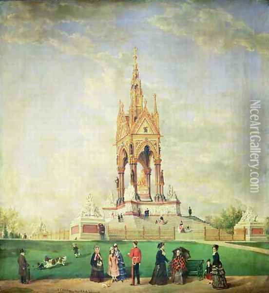 The Albert Memorial in London Oil Painting - Edwin Frederick Holt