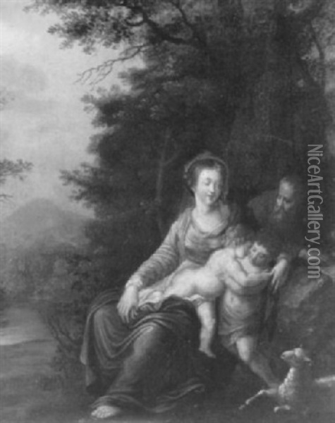 The Rest On The Flight Into Egypt With The Infant Saint John Oil Painting - Annibale Carracci
