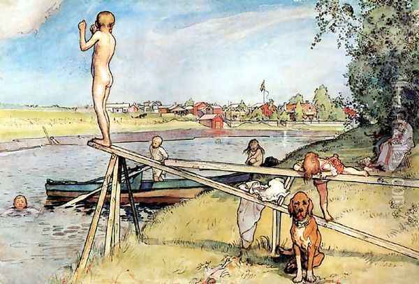 A Good Place For Swimming Oil Painting - Carl Larsson