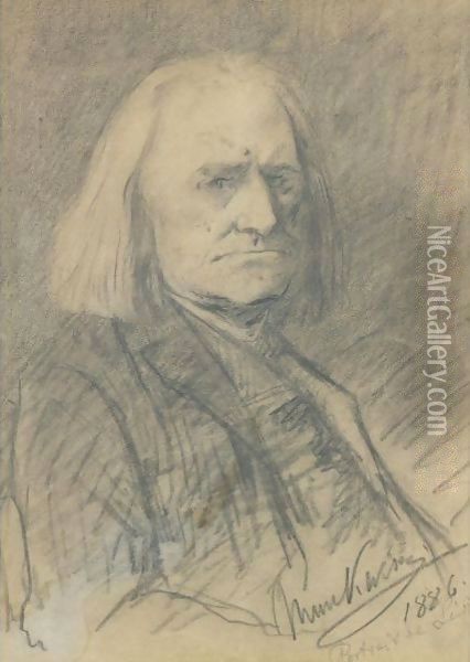 Portrait Of Franz Liszt Oil Painting - Mihaly Munkacsy