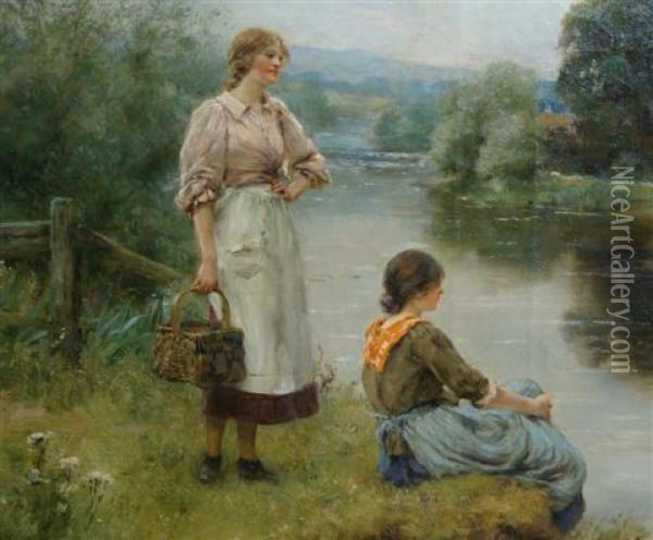 Waiting For The Ferry Oil Painting - Henry John Yeend King