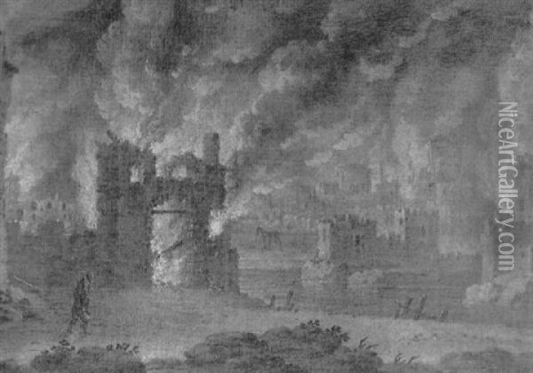L'incendie De La Ville De Troie Oil Painting - Jan de Momper