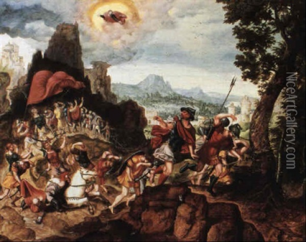 Conversion Of Saul On The Road To Damascus Oil Painting - Herri met de Bles