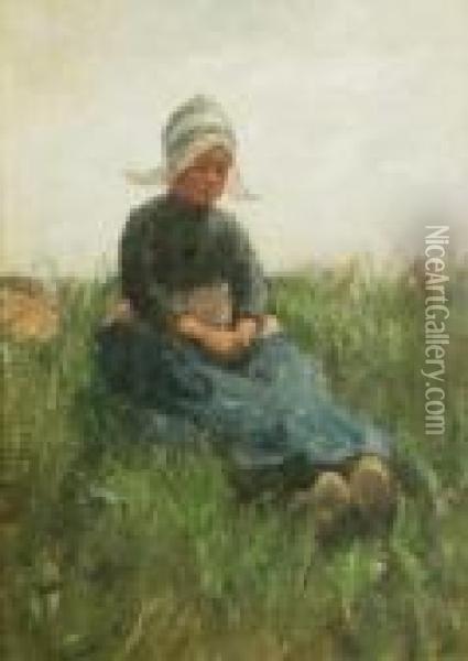 Waiting For Father Oil Painting - Robert Gemmell Hutchison