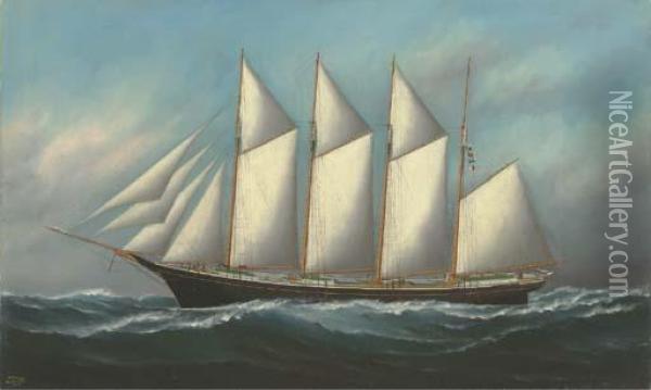 The Fishing Schooner William H. Yerkes At Sea Oil Painting - Samuel Finley Morse Badger