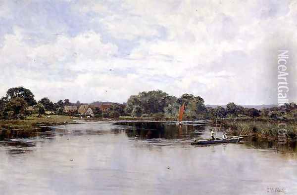The Stour at Christchurch, Hampshire, 1908 Oil Painting - Edward Wilkins Waite