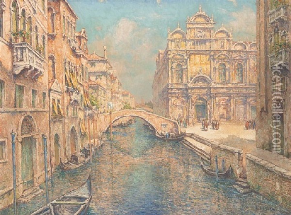 Rio Dei Mendicanti, A Venise Oil Painting - Paul Leduc