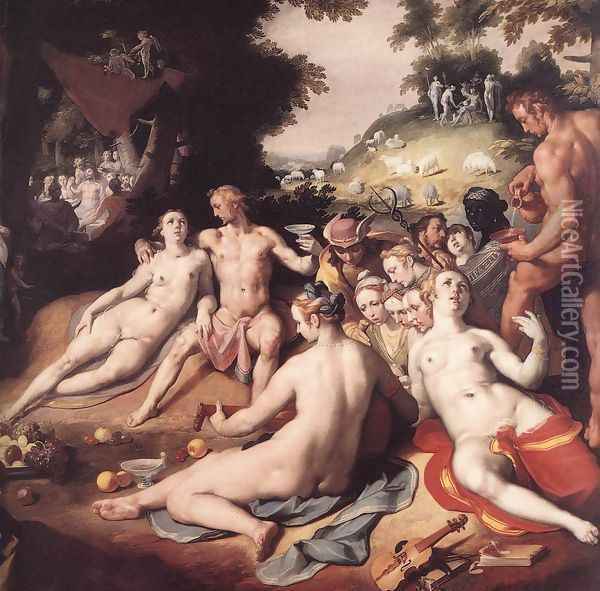 The Wedding of Peleus and Thetis (detail 4) 1593 Oil Painting - Cornelis Cornelisz Van Haarlem