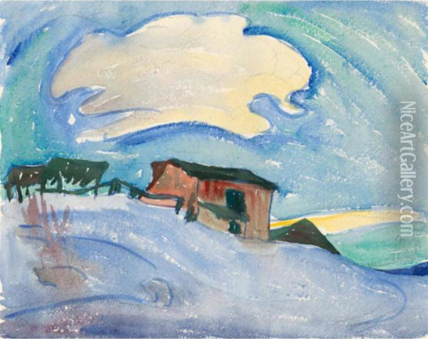 Berghutte (im Winter) Oil Painting - Giovanni Giacometti