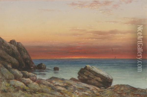 Coastal Landscape At Sunset Oil Painting - John Elwood Bundy