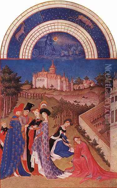 Les tres riches heures du Duc de Berry. Avril (April) 1412-16 Oil Painting - Jean Limbourg