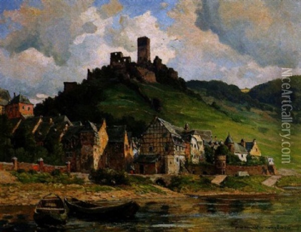 Burgruine Uber Alter Stadt Am Rhein- Godesberg Oder Beilstein An Der Mosel Oil Painting - Paul Puetzhofen-Hambuechen
