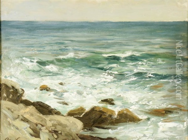 A Rocky Coastline Oil Painting - Otto-Friedrich Leu