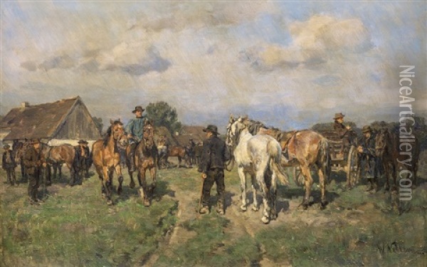 Konsky Trh Oil Painting - Wilhelm Velten