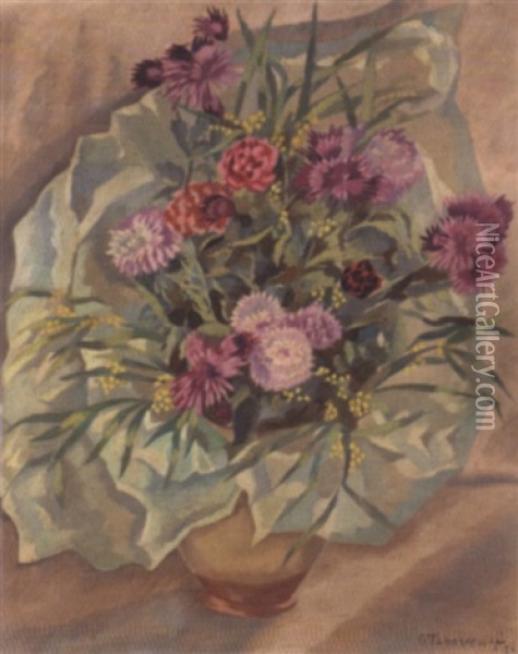 Vase Of Flowers Oil Painting - Georges Cherkesov
