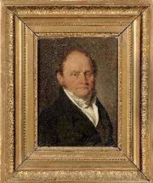 Portrait D'homme A La Veste Noire. Oil Painting - Louis Leopold Boilly