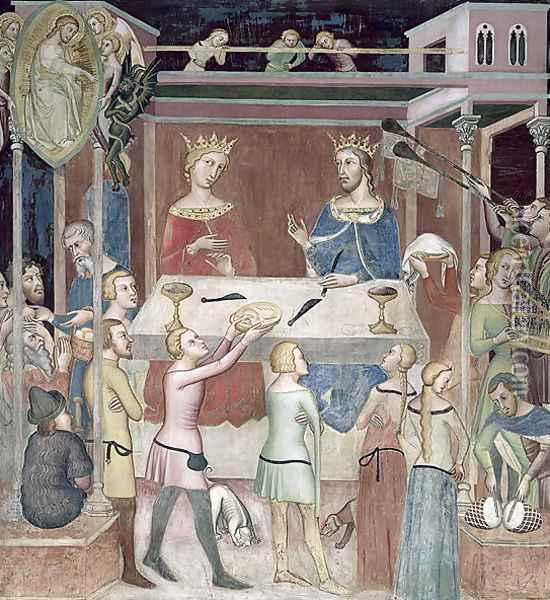 Satan Asking God to Tempt Job 1356-67 Oil Painting - Manfredi de Battilor Bartolo Di Fredi Fredi