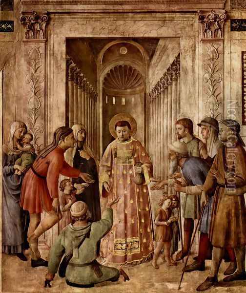 St Lawrence Distributes Food to the Poor Oil Painting - Angelico Fra