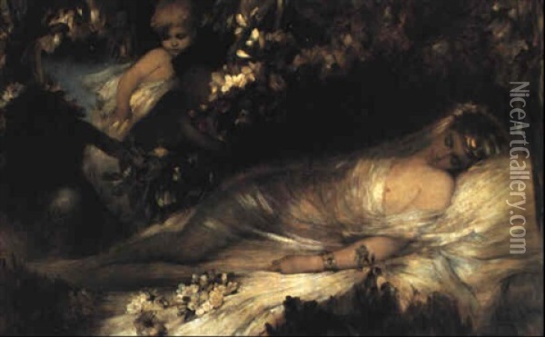 Sleeping Titania Oil Painting - Heinrich Faust