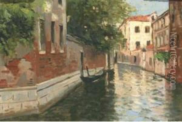 A Venetian Canal Oil Painting - Charles Houben