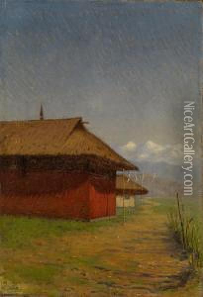 Nepalese Village Oil Painting - Vasily Vasilievich Vereschagin