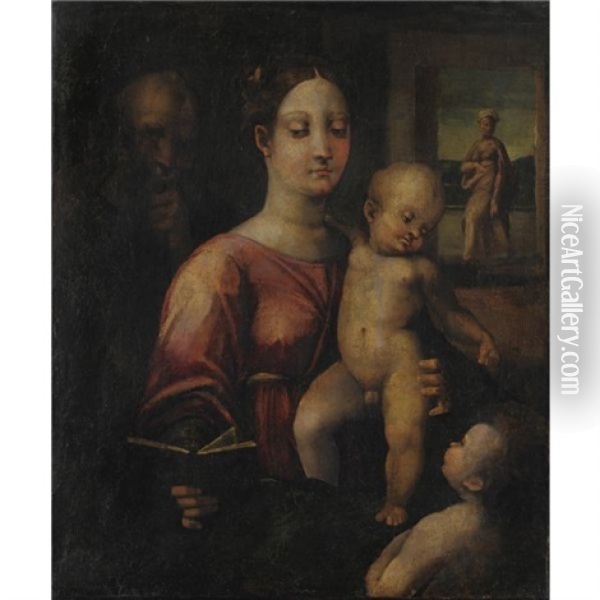 Sacra Famiglia Con San Giovannino E Santa Elisabetta Oil Painting - Jacopo del Conte