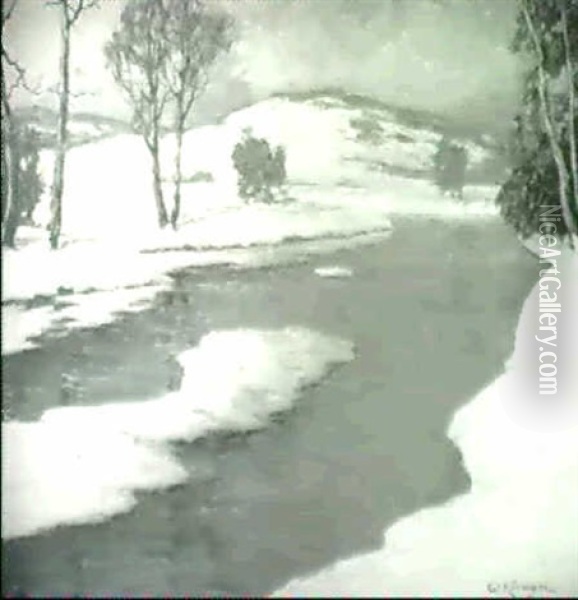 River In Winter Oil Painting - Walter Koeniger
