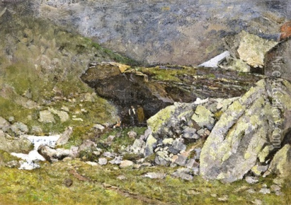 Barlang Bejaratanal Oil Painting - Laszlo Mednyanszky
