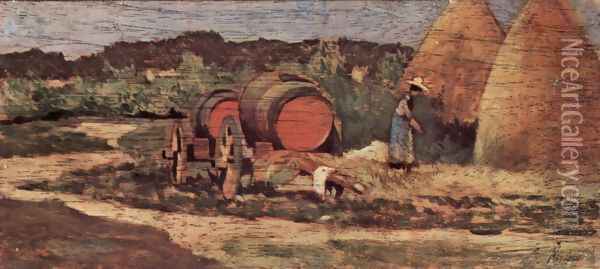 The red barrels Oil Painting - Giovanni Fattori
