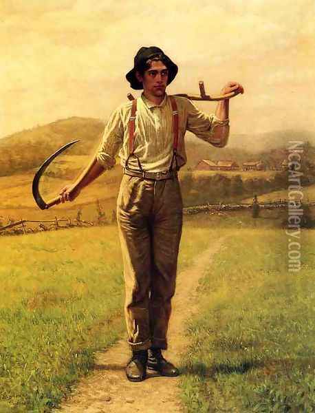 Fieldhand with Sythe Oil Painting - John George Brown