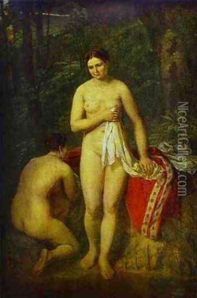 Bather 1820-1830 Oil Painting - Aleksei Gavrilovich Venetsianov