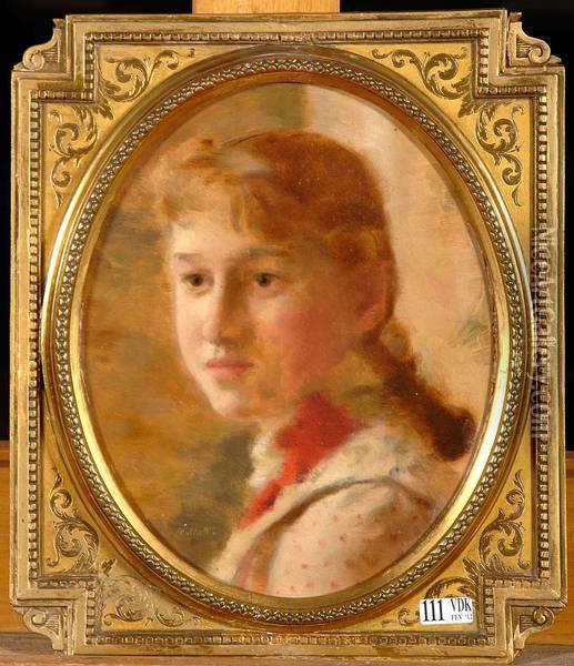 Portrait De Jeune Fille Oil Painting - Francois Joseph Halkett