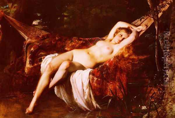 La Baigneuse (The Bather) Oil Painting - Leon-Jean-Basile Perrault