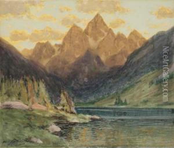 Little Lake Near The Teton Range Oil Painting - Charles Partridge Adams