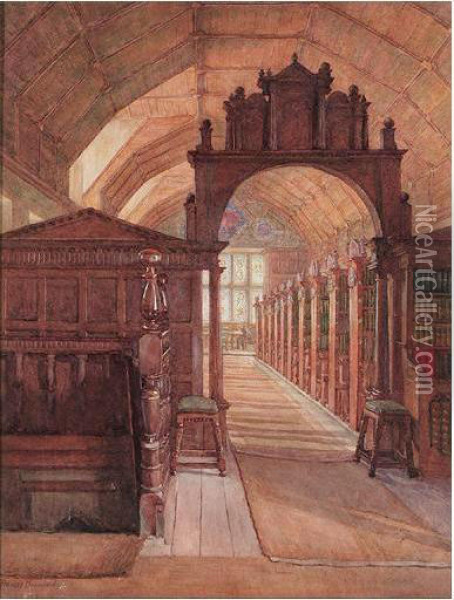 The Library, Merton College, Oxford Oil Painting - Frances Drummond