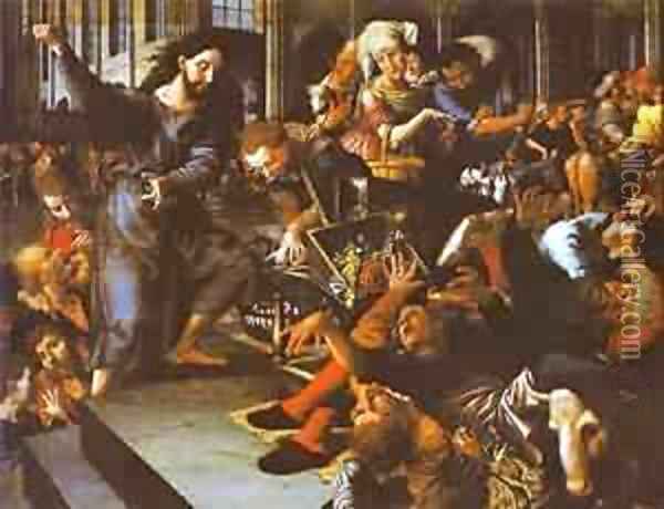 Christ Driving Merchants From The Temple 1556 Oil Painting - Jan Sanders Van Hemessen