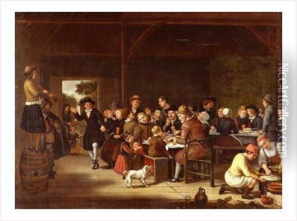 Scene De Banquets Dans Une Auberge Avec Un Violoniste Oil Painting - Jan Victors