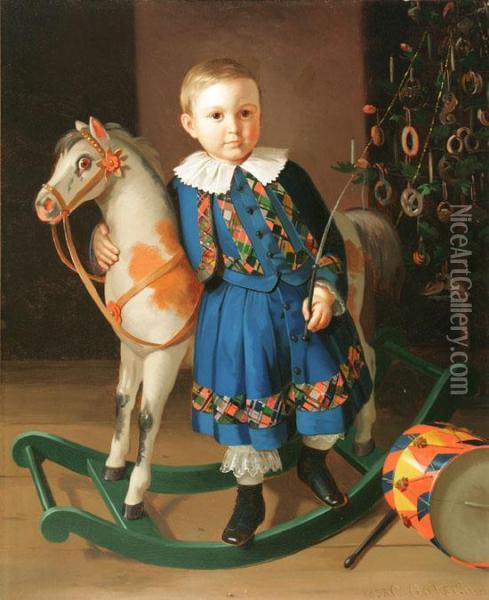 A Christmas Hobby Horse Oil Painting - Carl Gutsch