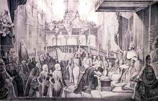 The Coronation of Dom Pedro I 1798-1834 as Emperor of Brazil Oil Painting - Jean Baptiste Debret
