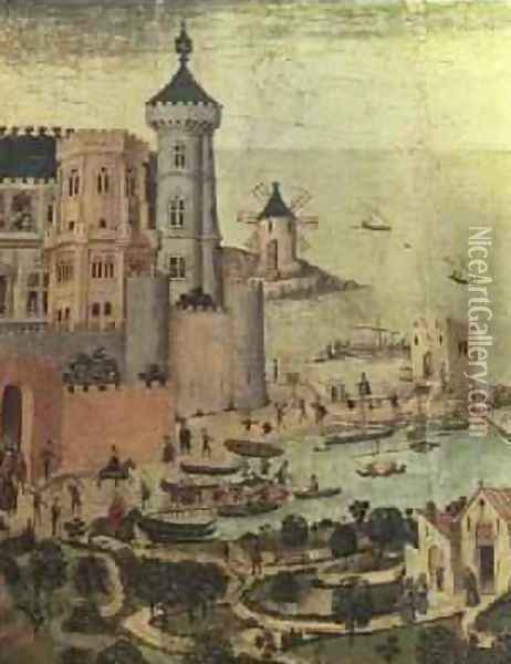 The Port of Majorca with the Almudaine Towers during the Conquest of the City by James I Oil Painting - Pedro Nisart