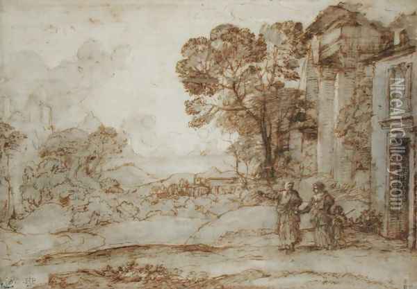 Landscape with Abraham Expelling Hagar and Ishmael, c.1665-67 Oil Painting - Claude Lorrain (Gellee)