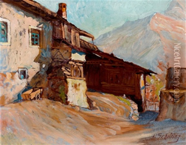 Partie Aus Grims, Oberinntal Oil Painting - Leopold Scheiring