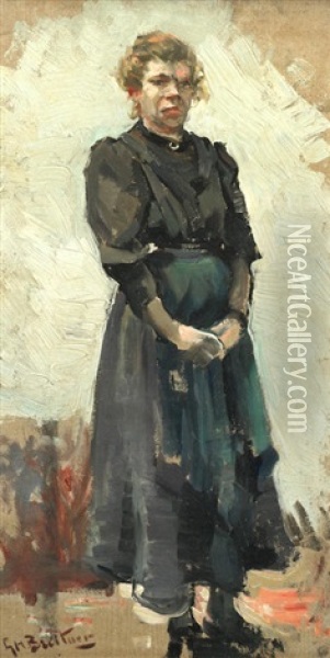 Study Of A Woman Oil Painting - George Hendrik Breitner