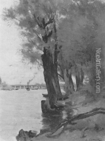 Along The Riverbank Oil Painting - Albert Ernest Carrier-Belleuse