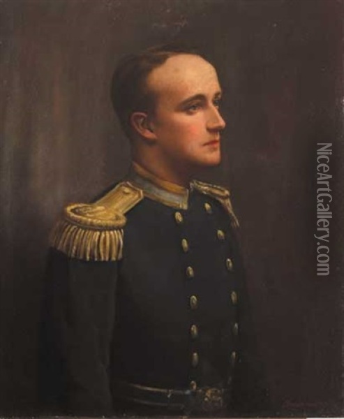 Portrait Of A Royal Naval Officer Oil Painting - Samuel Watson