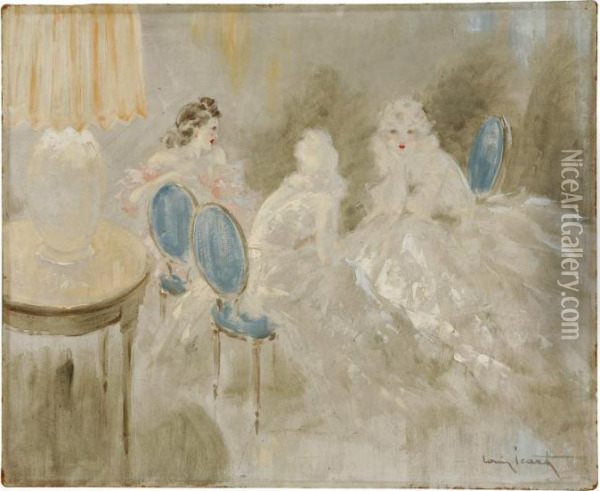 Blue Chair Oil Painting - Louis Icart