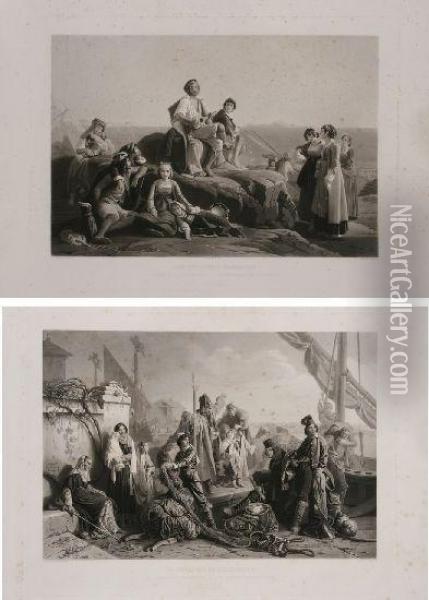 I Pescatori Dell'adriatico Oil Painting - Louis Adolphe Gautier